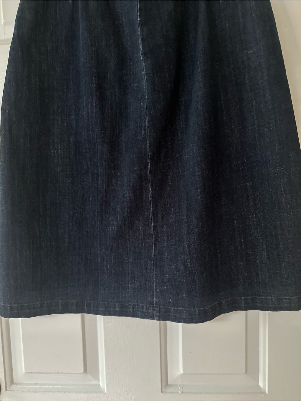 Talbots Button Front Dark Wash Denim Skirt A Line Midi Size 14 - Picture 10 of 12